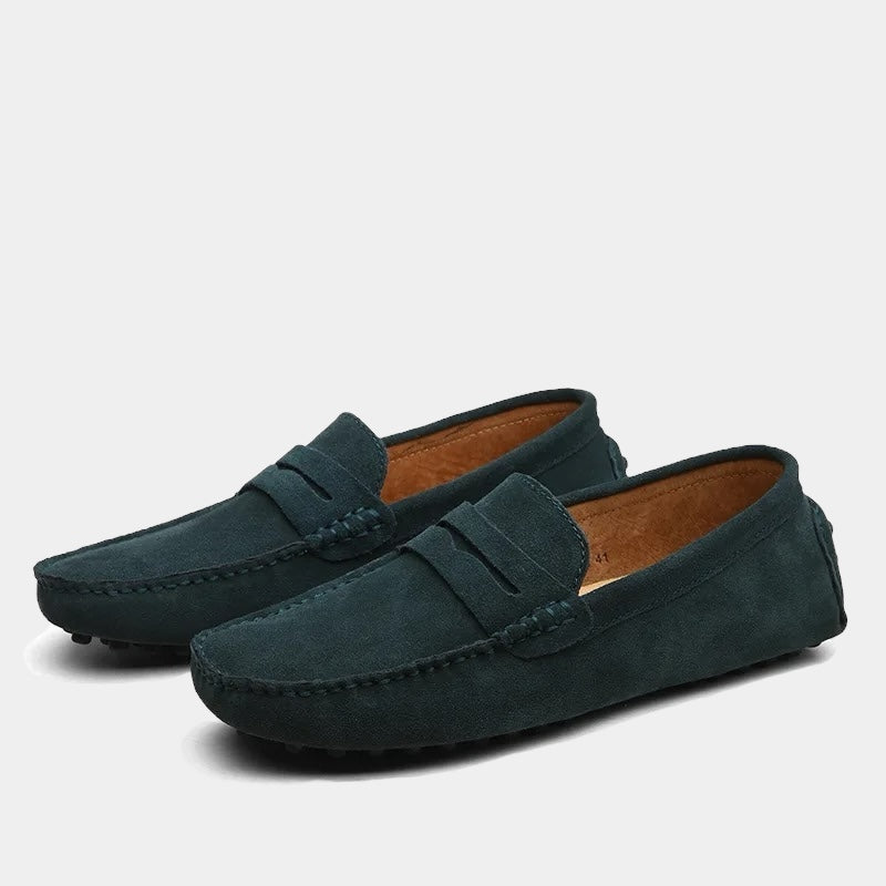 MAISON VALÉRIE | Mocassins penny modernes en daim pour hommes
