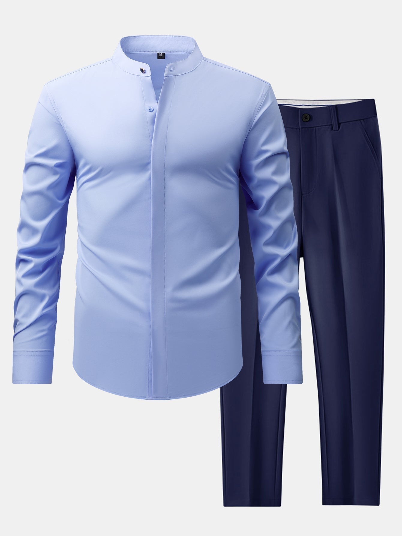 MAISON VALÉRIE | Chemise à col montant & pantalons slim fit à jambes évasées