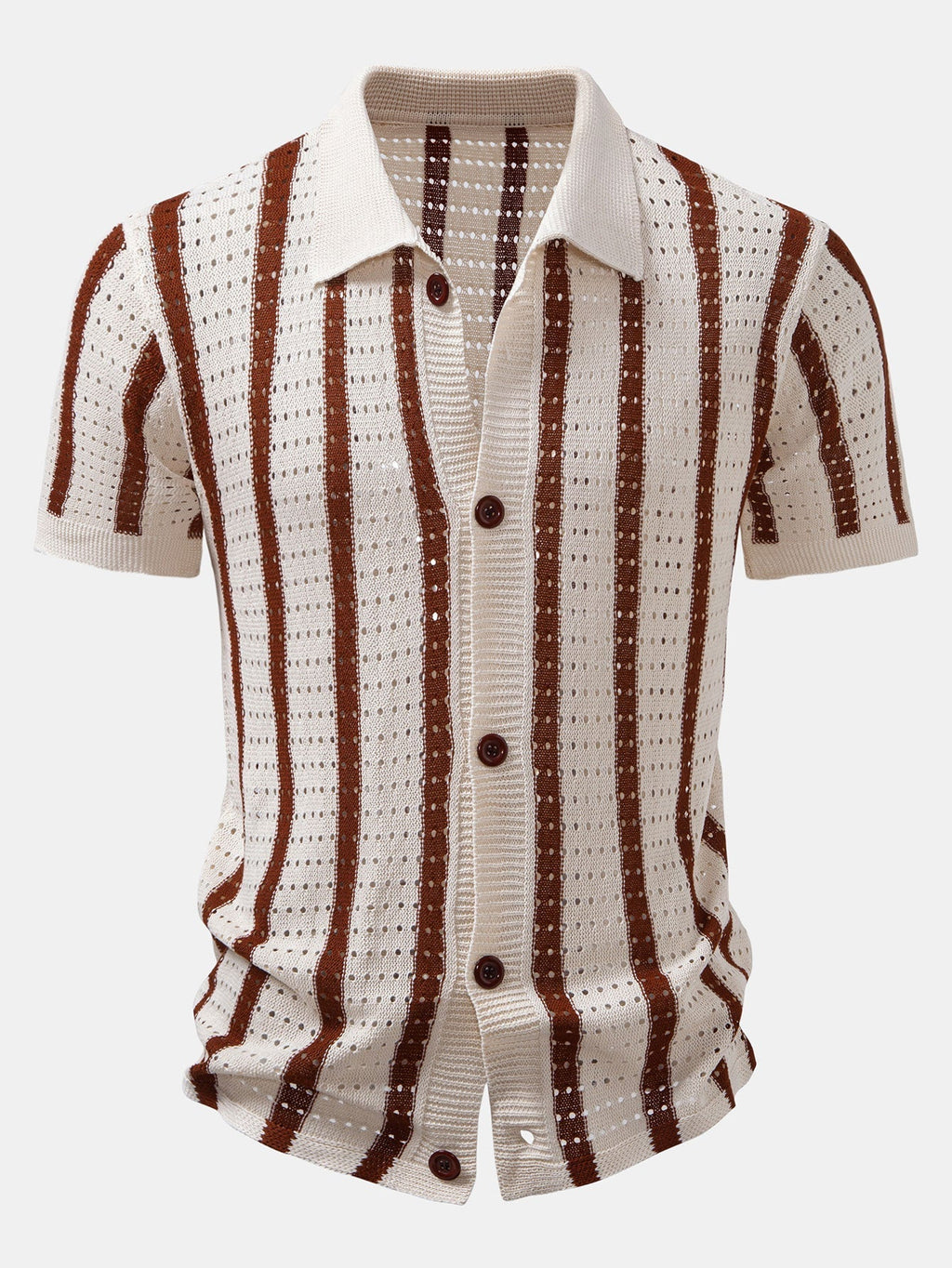 MAISON VALÉRIE | Chemise à rayures avec œillets en maille