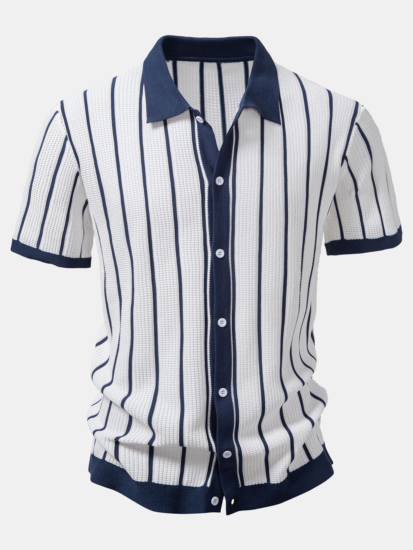 MAISON VALÉRIE | Chemise à rayures en maille avec boutons & pantalons en lin droits