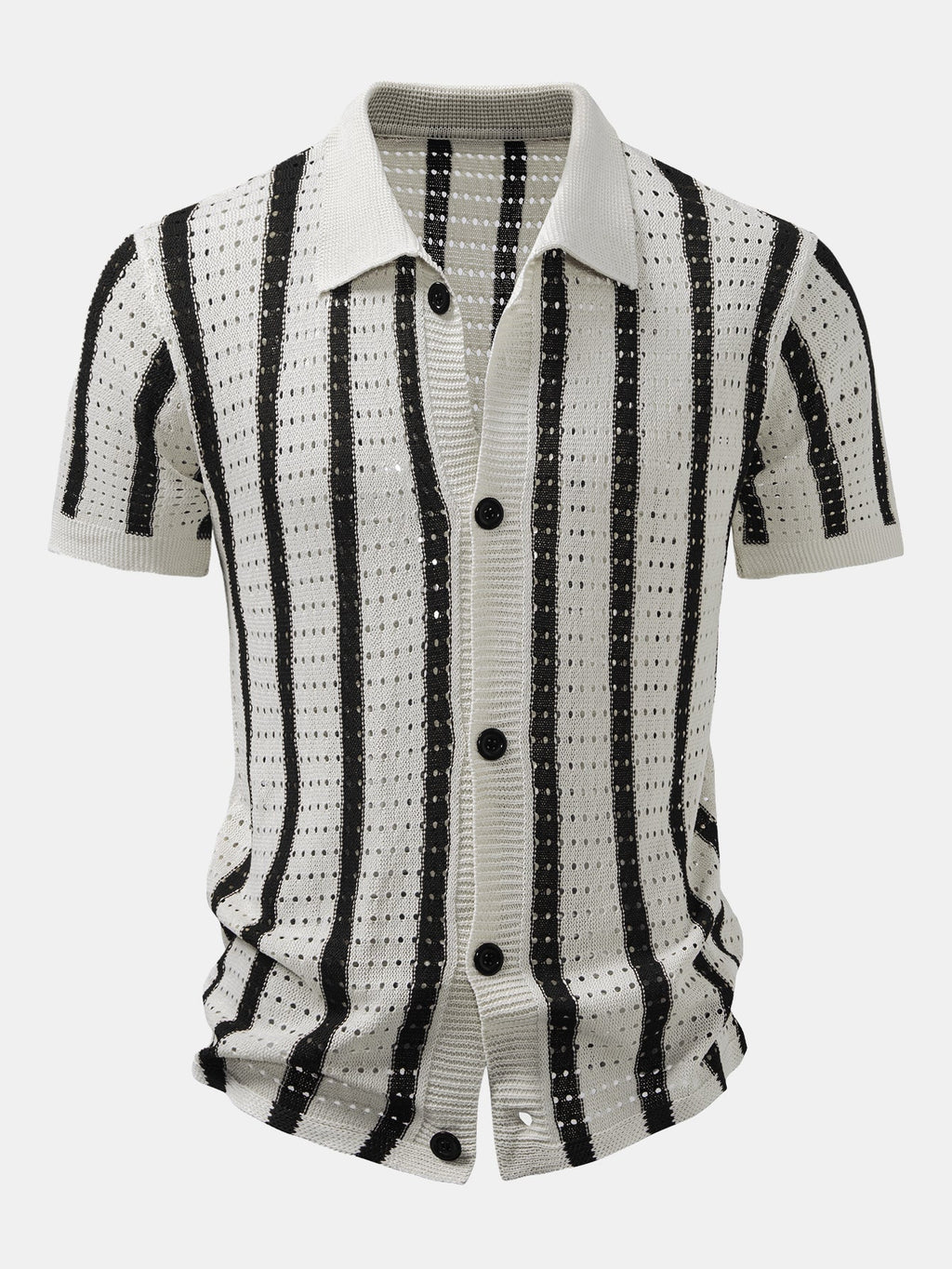 MAISON VALÉRIE | Chemise à rayures avec œillets en maille