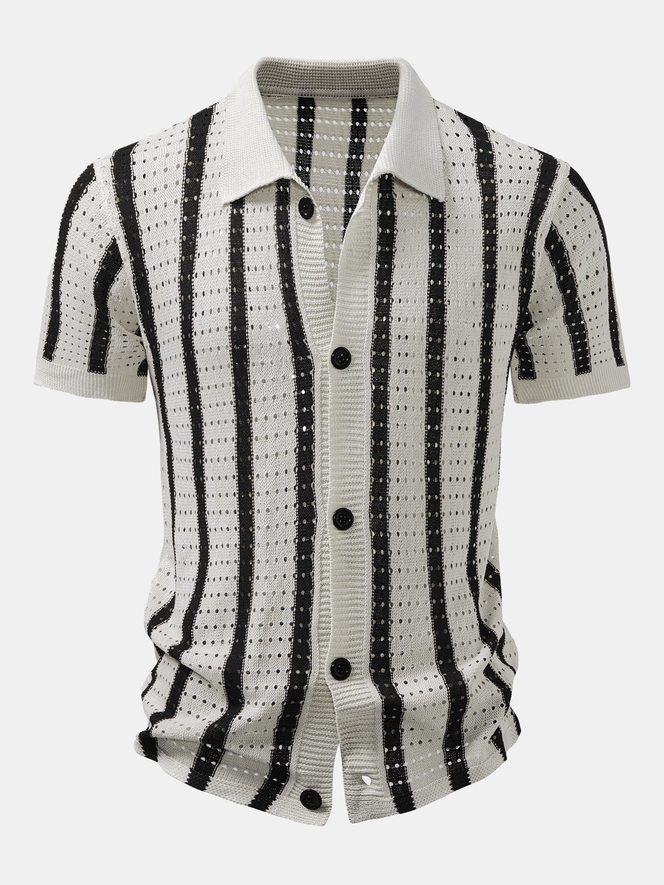 MAISON VALÉRIE | Chemise à rayures avec œillets en maille