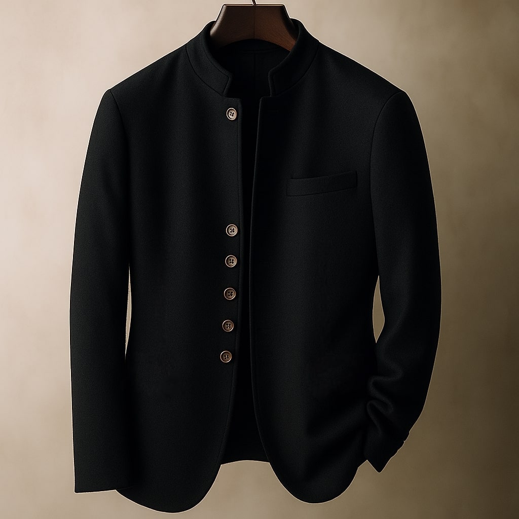 Veste en laine avec col droit