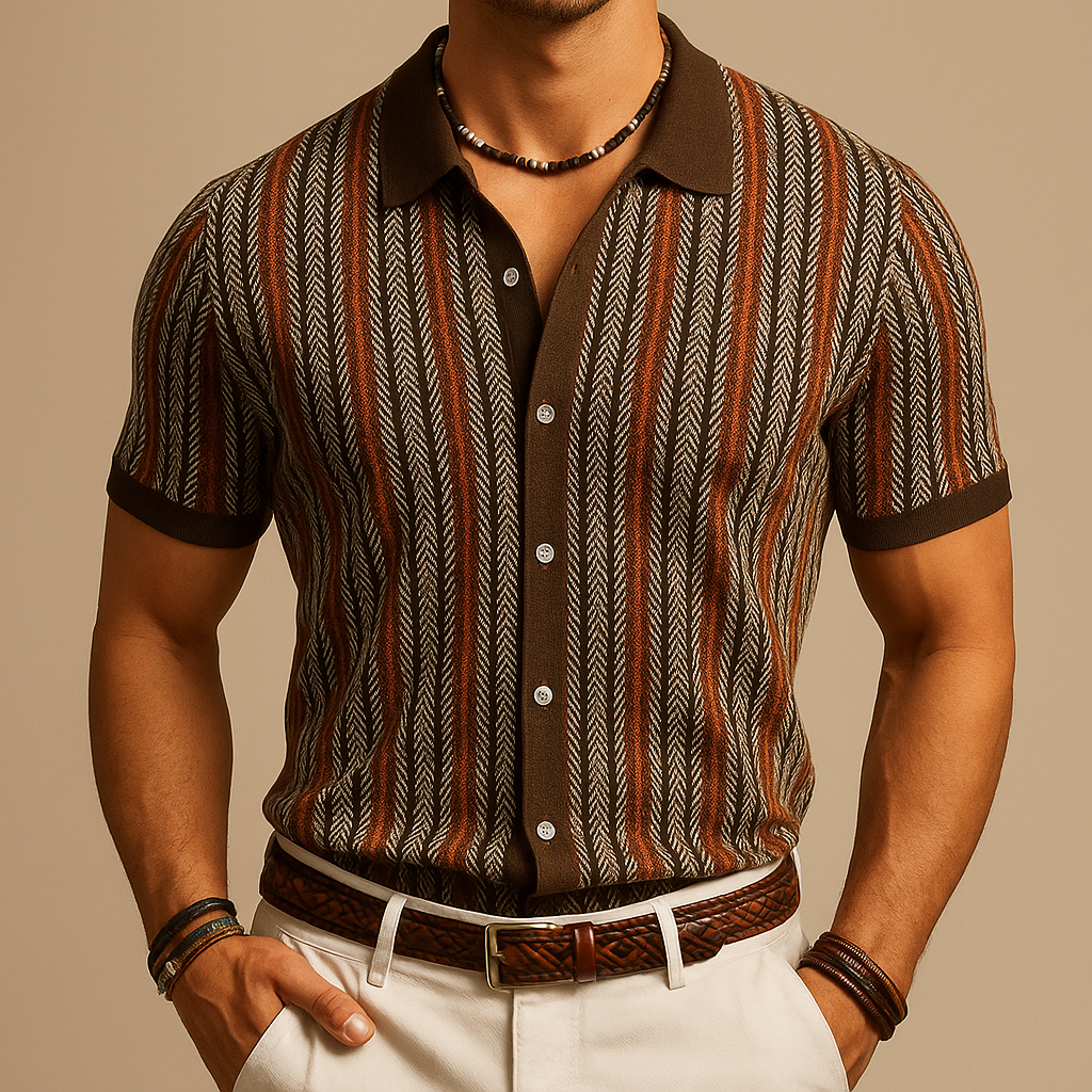 MAISON VALÉRIE | Chemise à motif chevron pour hommes