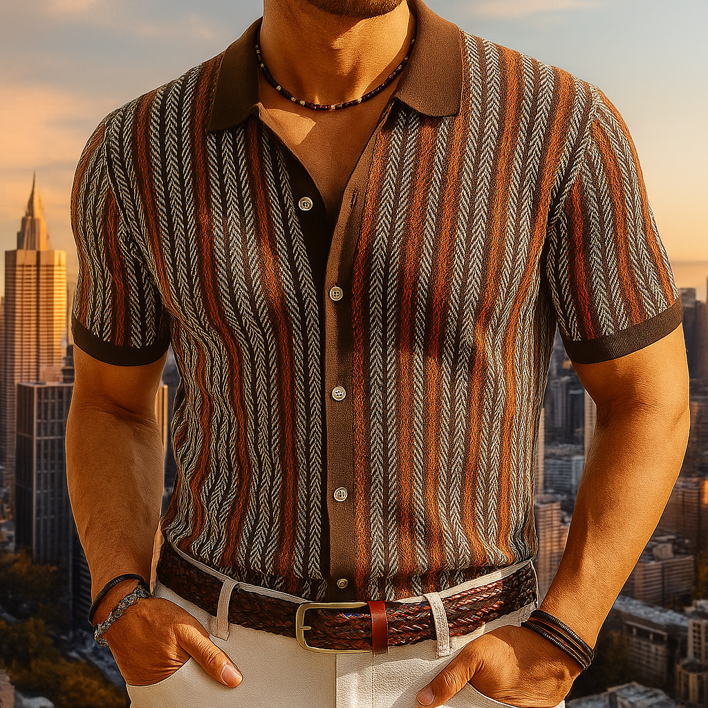MAISON VALÉRIE | Chemise à motif chevron pour hommes