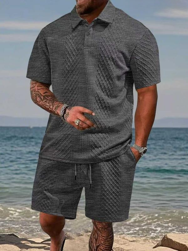MAISON VALÉRIE | Ensemble d'été en maille texturée pour homme