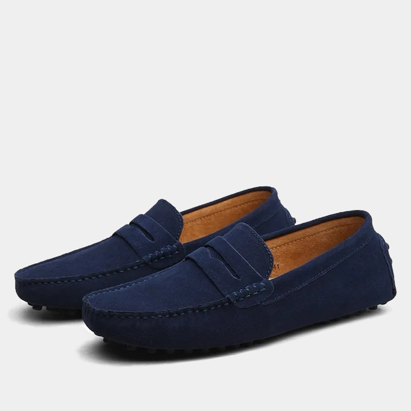 MAISON VALÉRIE | Mocassins penny modernes en daim pour hommes