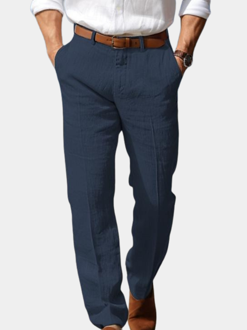 Pantalon en lin pour homme avec passants de ceinture — Maison Valérie