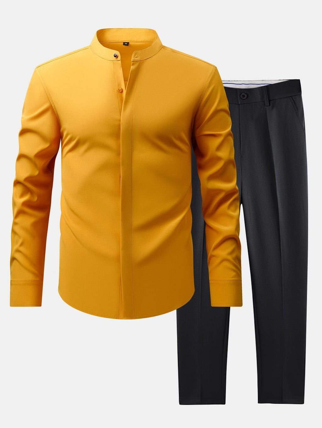 MAISON VALÉRIE | Chemise à col montant & pantalons slim fit à jambes évasées
