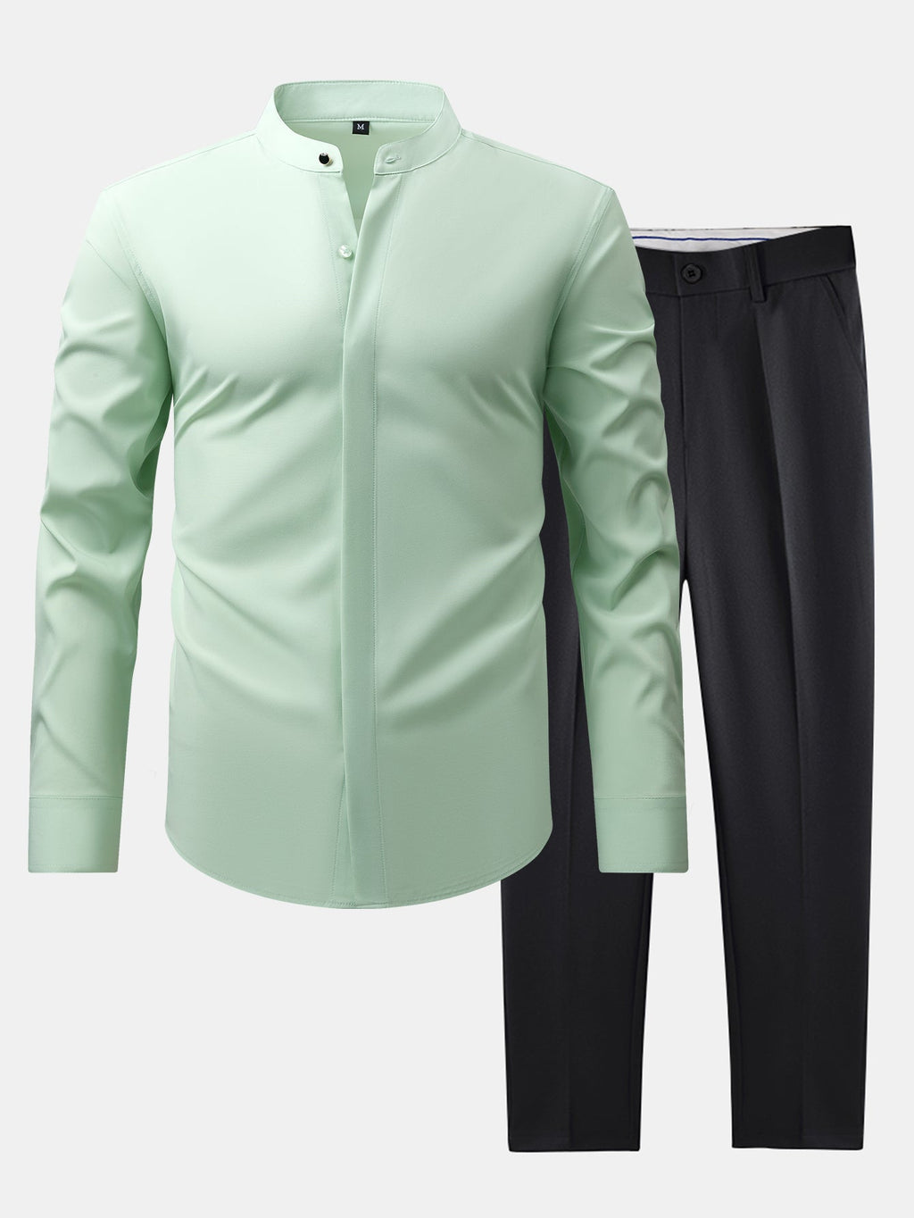 MAISON VALÉRIE | Chemise à col montant & pantalons slim fit à jambes évasées