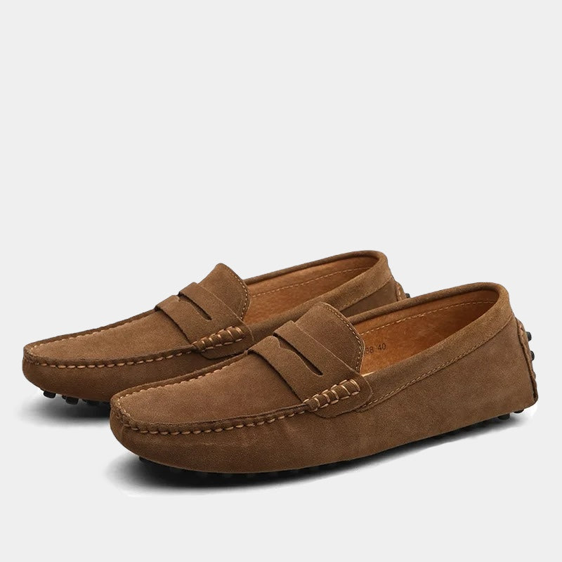 MAISON VALÉRIE | Mocassins penny modernes en daim pour hommes