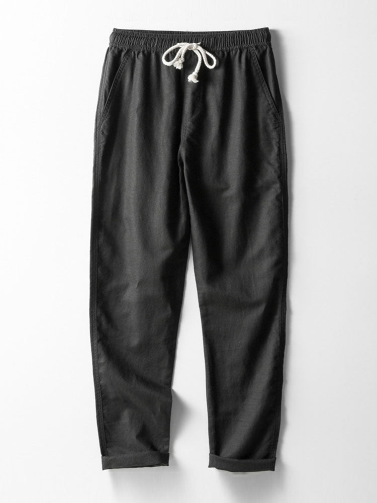 MAISON VALÉRIE | Chemise à rayures avec œillets tricotés & pantalons en lin à jambe droite