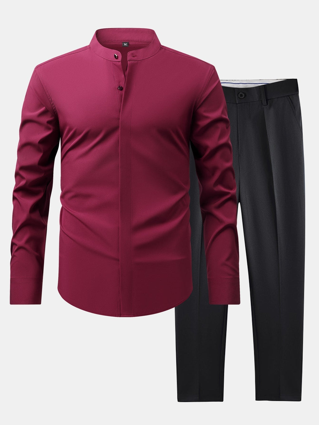 MAISON VALÉRIE | Chemise à col montant & pantalons slim fit à jambes évasées