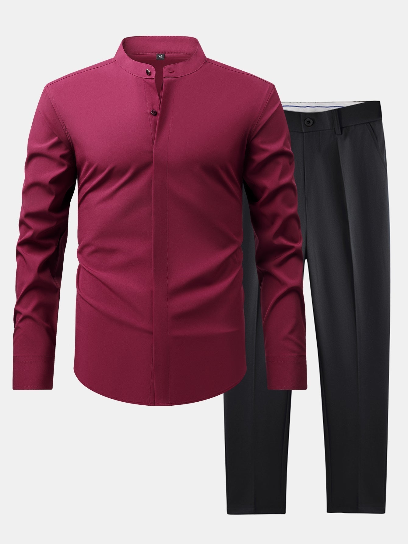 MAISON VALÉRIE | Chemise à col montant & pantalons slim fit à jambes évasées