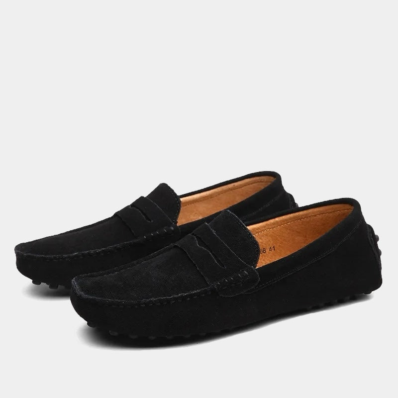 MAISON VALÉRIE | Mocassins penny modernes en daim pour hommes