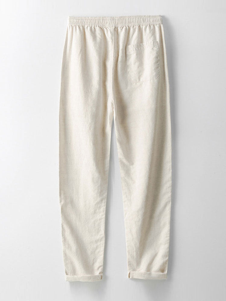 MAISON VALÉRIE | Chemise à rayures avec œillets tricotés & pantalons en lin à jambe droite
