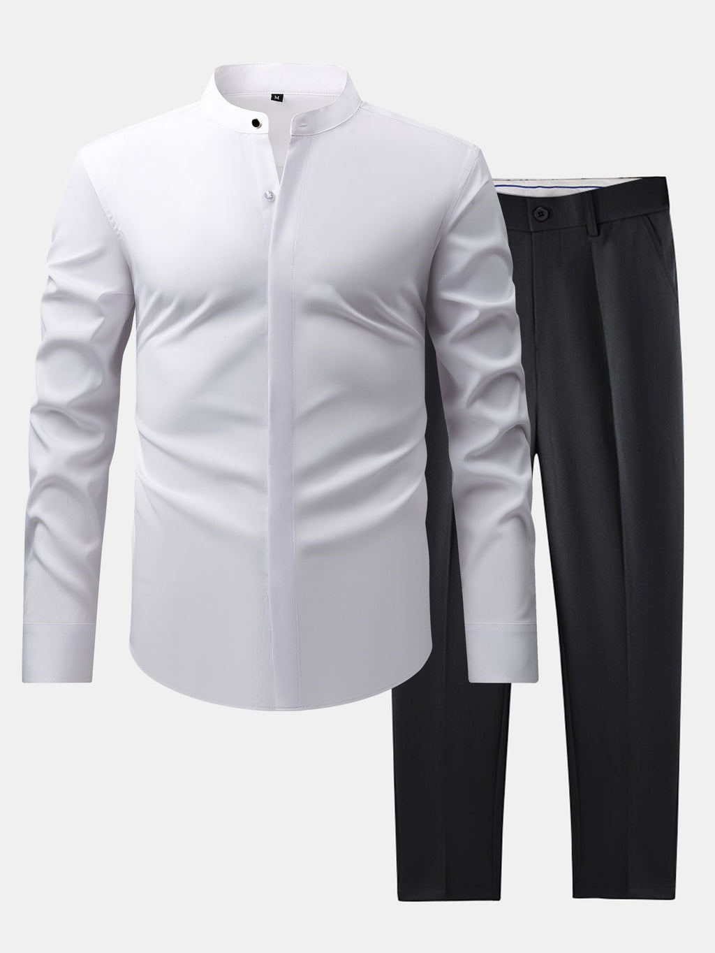MAISON VALÉRIE | Chemise à col montant & pantalons slim fit à jambes évasées