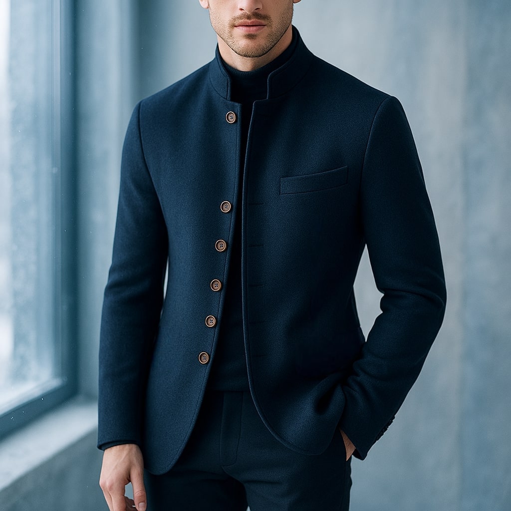 Veste en laine avec col droit
