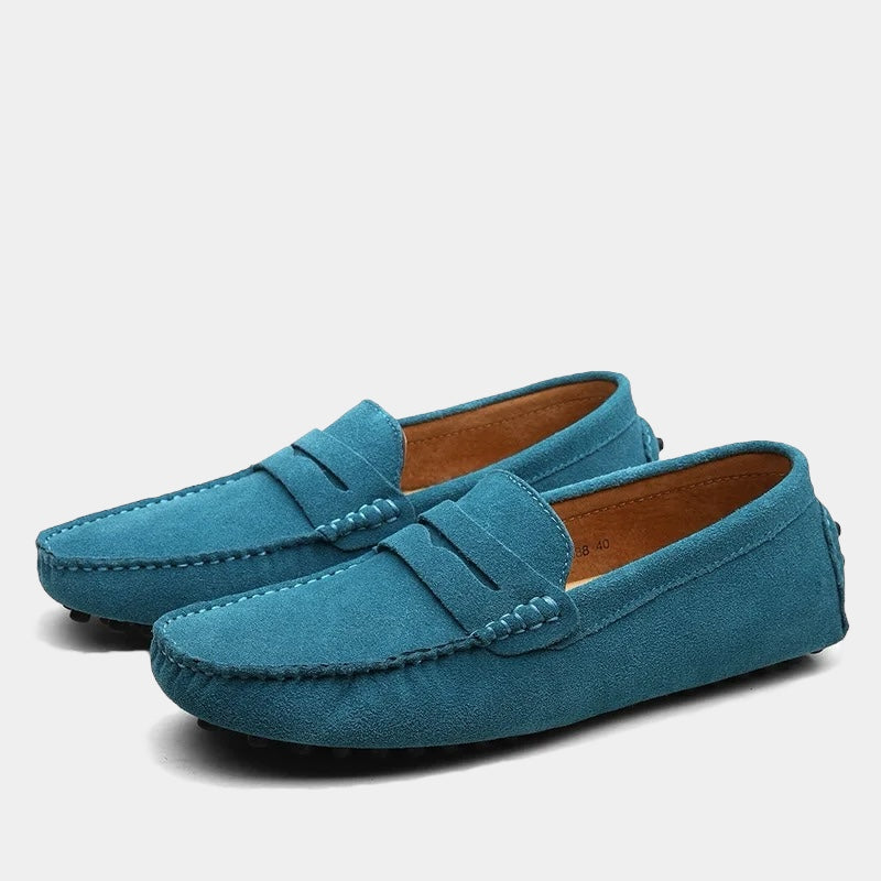 MAISON VALÉRIE | Mocassins penny modernes en daim pour hommes
