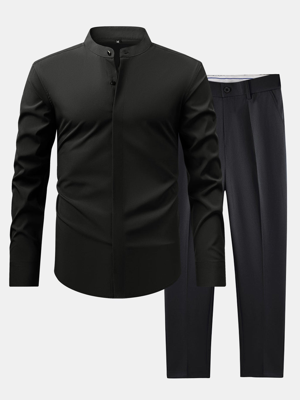 MAISON VALÉRIE | Chemise à col montant & pantalons slim fit à jambes évasées