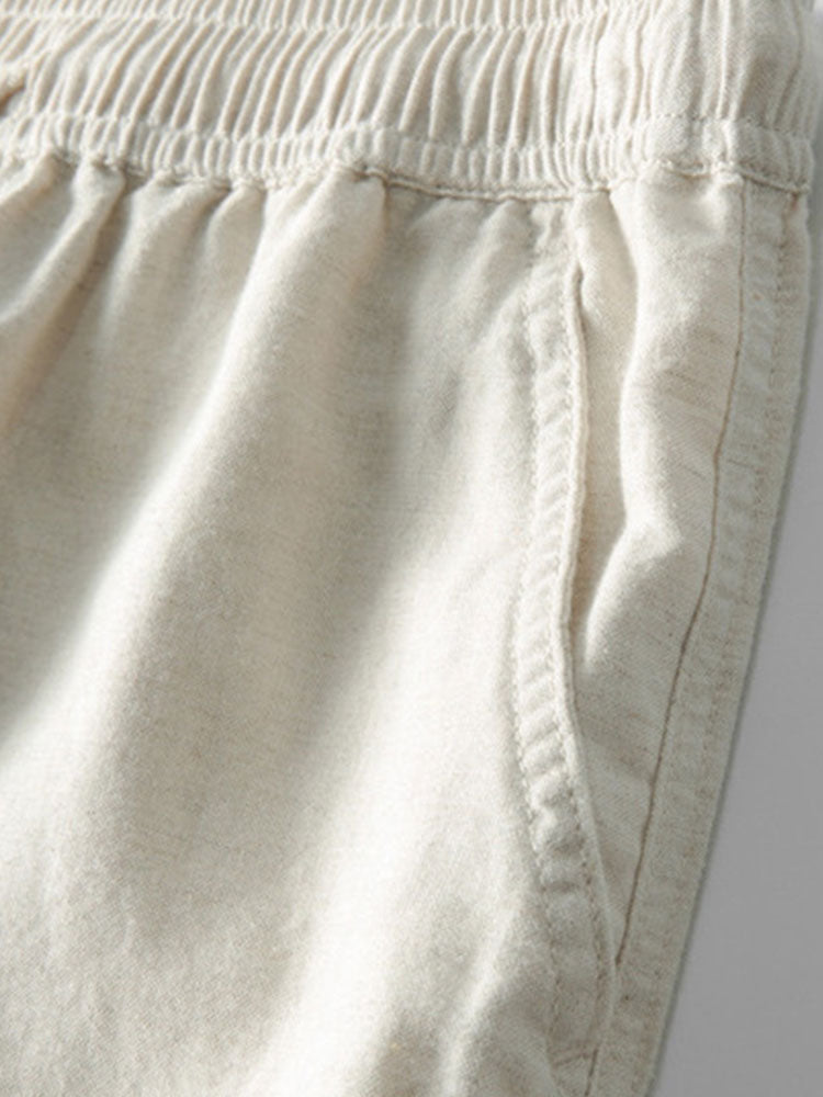 MAISON VALÉRIE | Chemise à rayures avec œillets au crochet & pantalon en lin à jambe droite