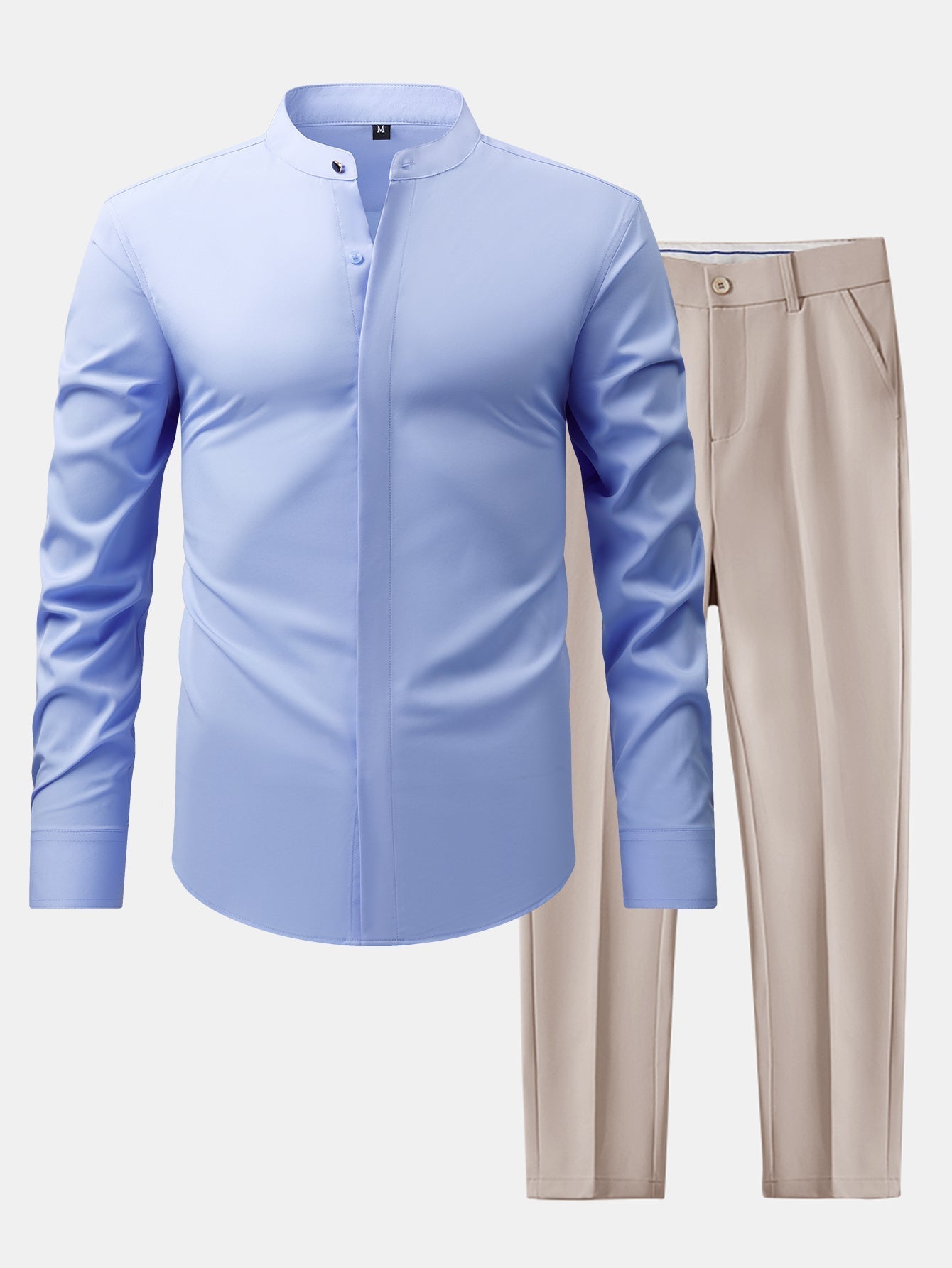 MAISON VALÉRIE | Chemise à col montant & pantalons slim fit à jambes évasées