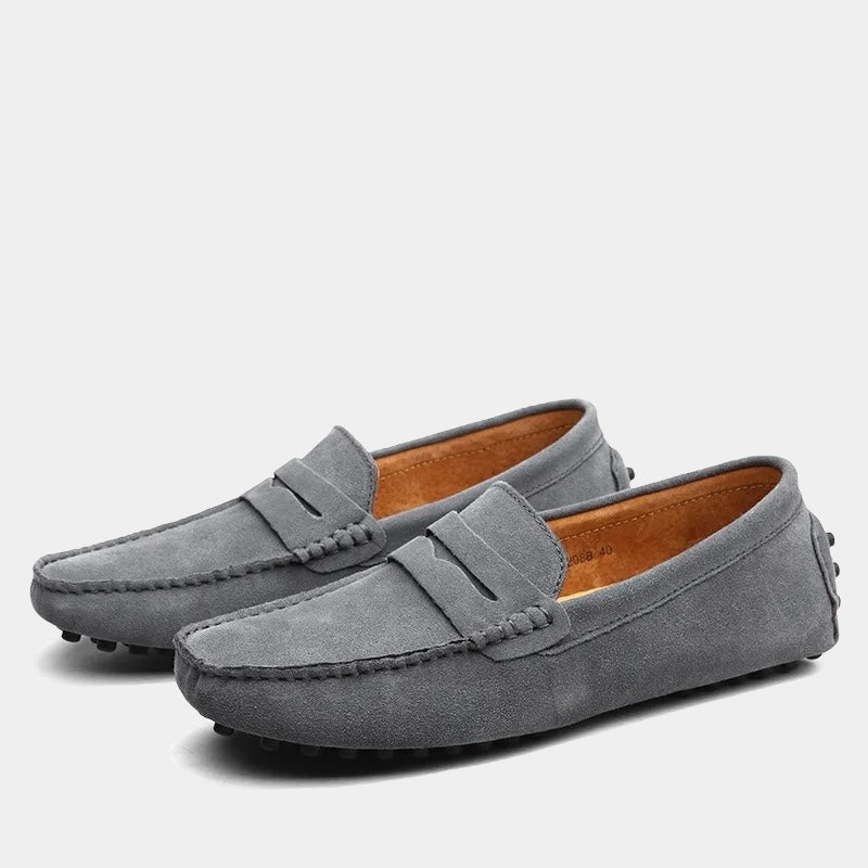 MAISON VALÉRIE | Mocassins penny modernes en daim pour hommes