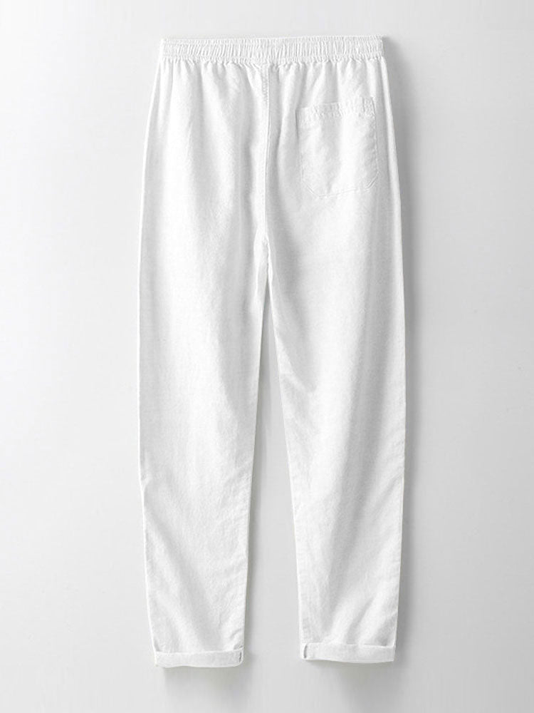 MAISON VALÉRIE | Chemise à rayures en maille avec boutons & pantalons en lin droits