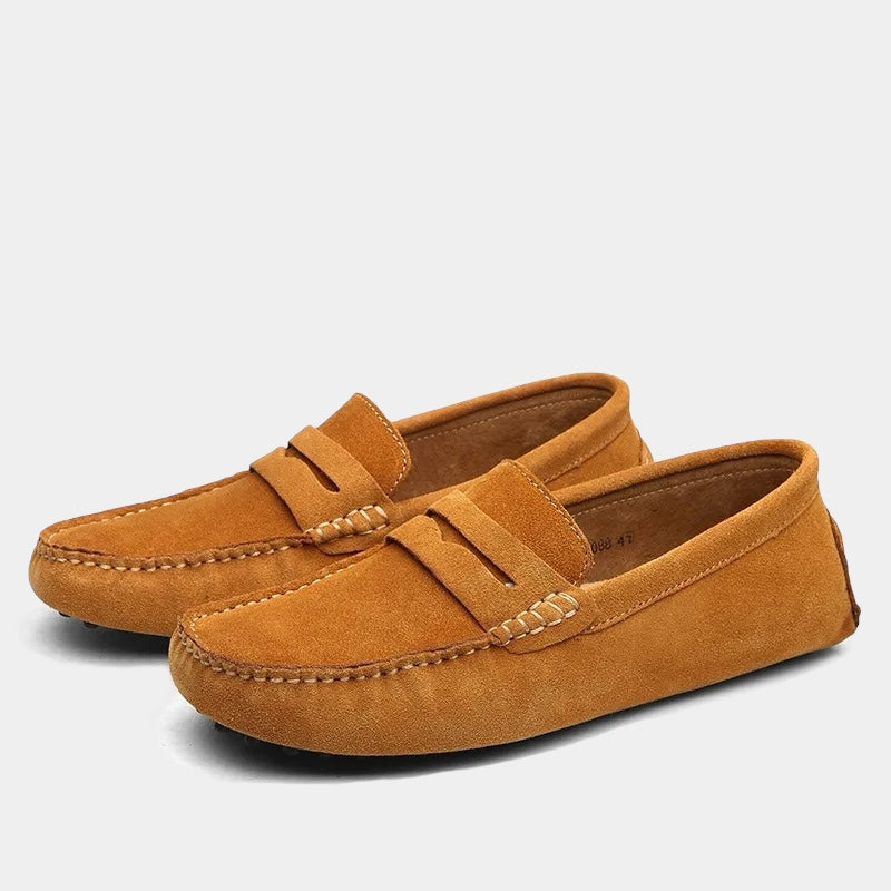 MAISON VALÉRIE | Mocassins penny modernes en daim pour hommes