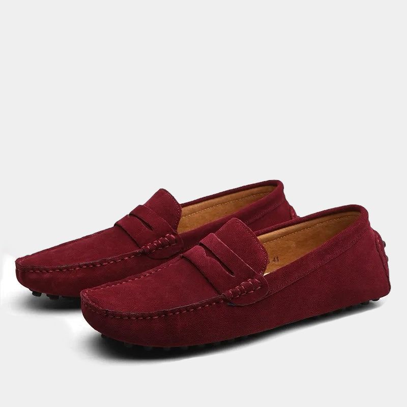 MAISON VALÉRIE | Mocassins penny modernes en daim pour hommes