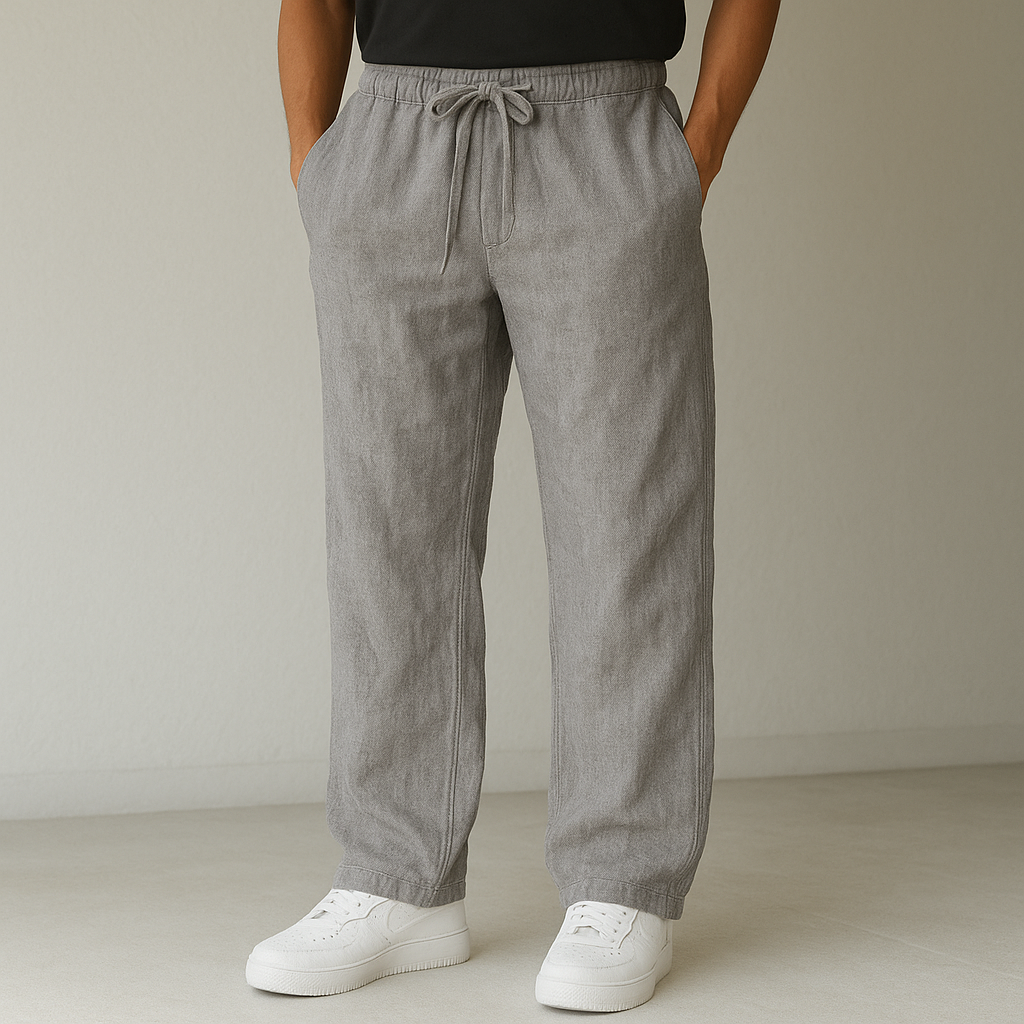 MAISON VALÉRIE | Pantalon en lin à cordon pour homme