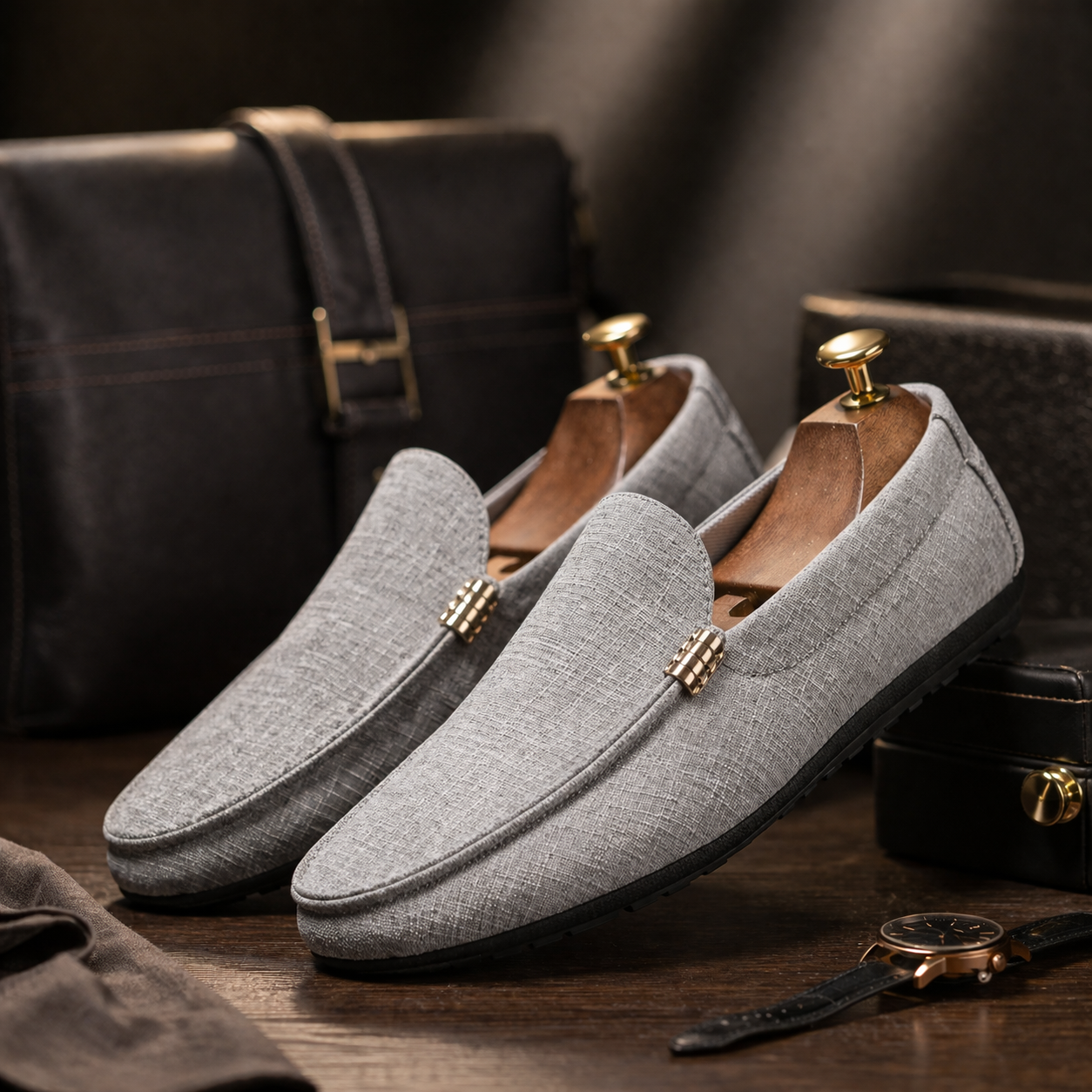 MAISON VALÉRIE | Loafers en toile pour hommes