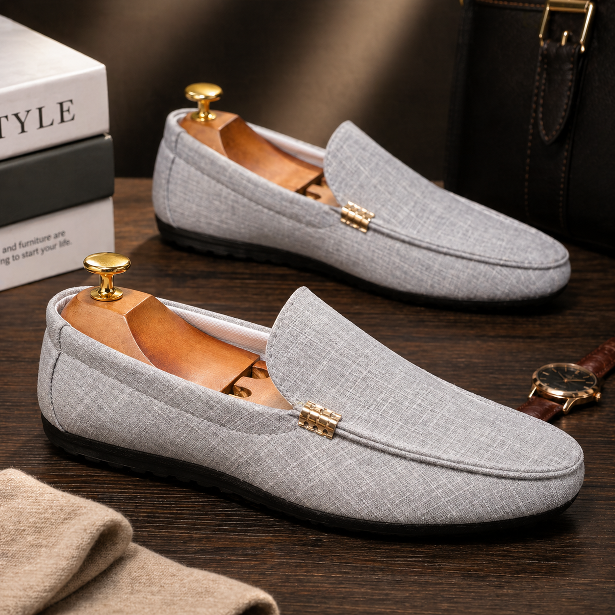 MAISON VALÉRIE | Loafers en toile pour hommes