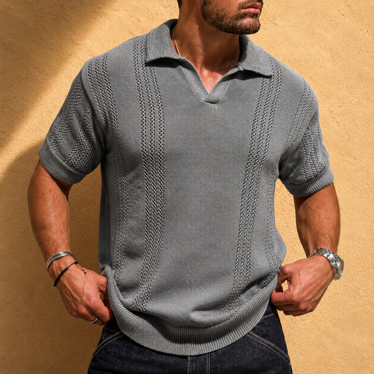 MAISON VALÉRIE | Polo à maille aérée pour hommes