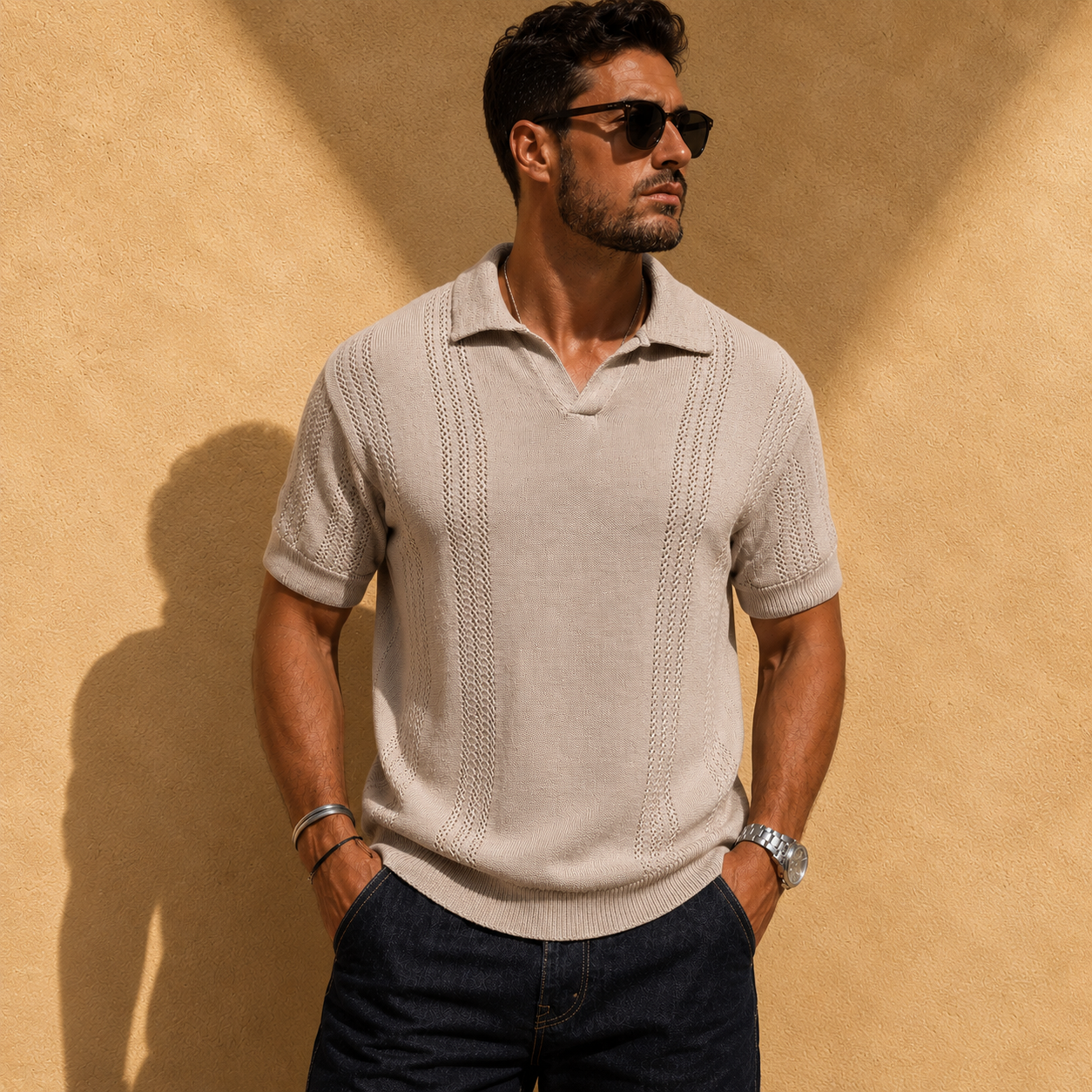 MAISON VALÉRIE | Polo à maille aérée pour hommes