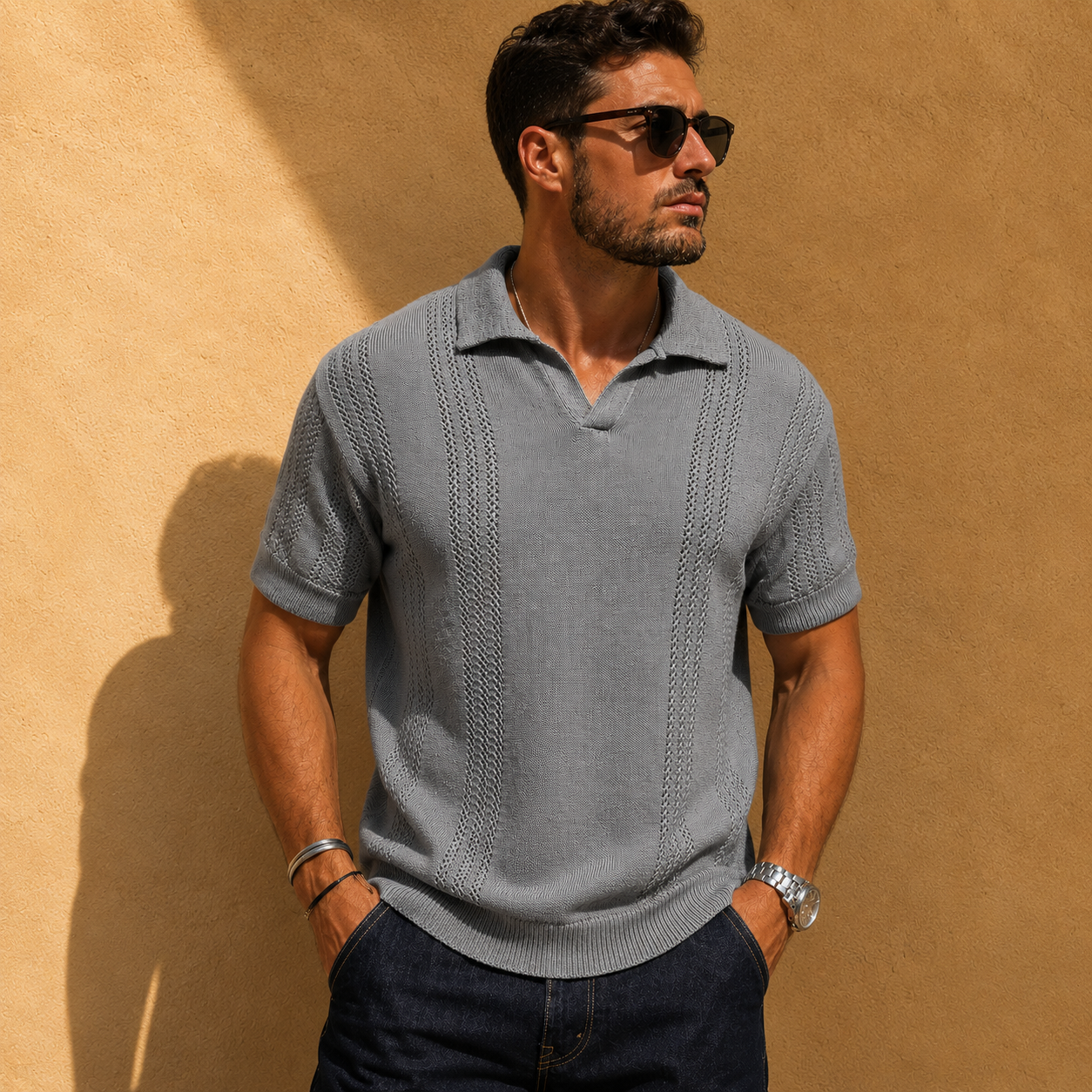 MAISON VALÉRIE | Polo à maille aérée pour hommes