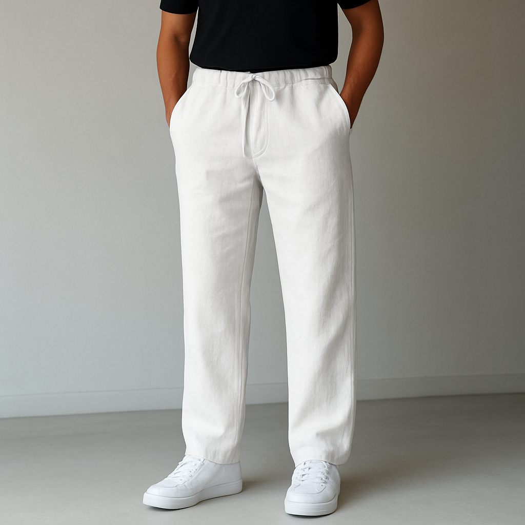 MAISON VALÉRIE | Pantalon en lin à cordon pour homme