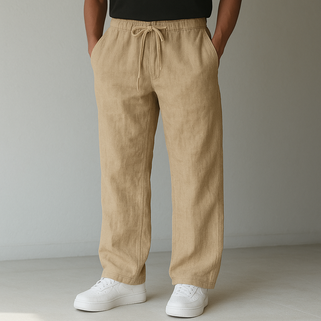 MAISON VALÉRIE | Pantalon en lin à cordon pour homme
