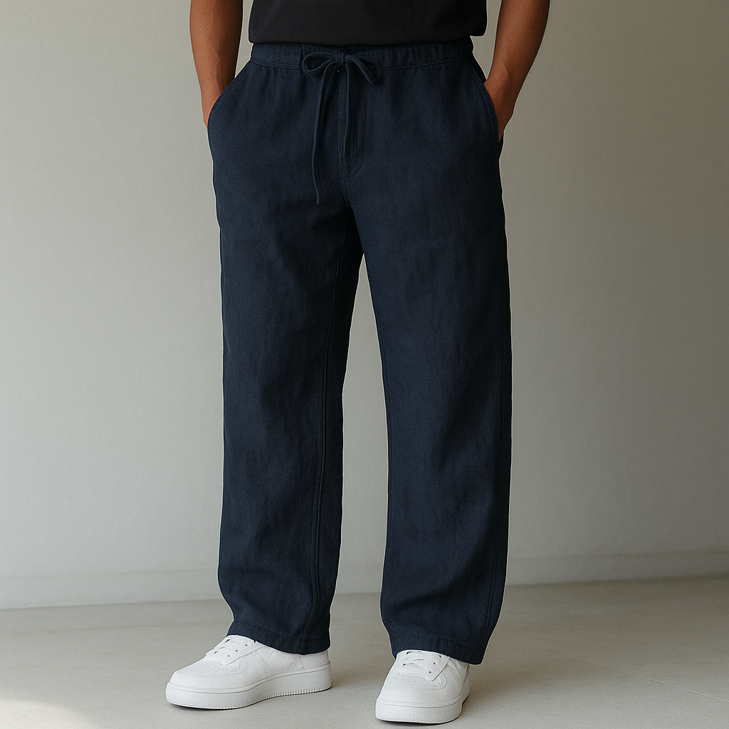 MAISON VALÉRIE | Pantalon en lin à cordon pour homme