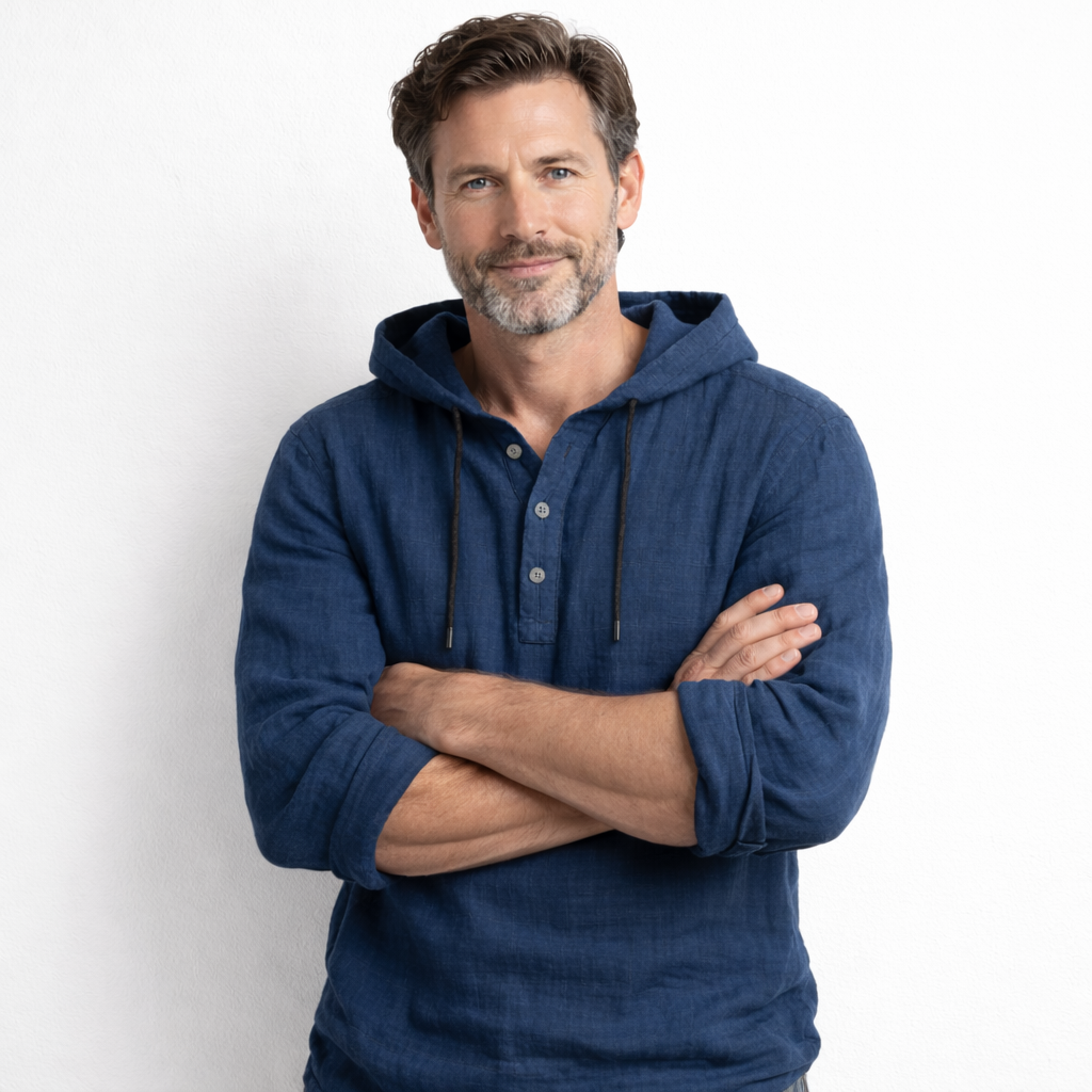 MAISON VALÉRIE | Chemise à capuche en lin pour hommes