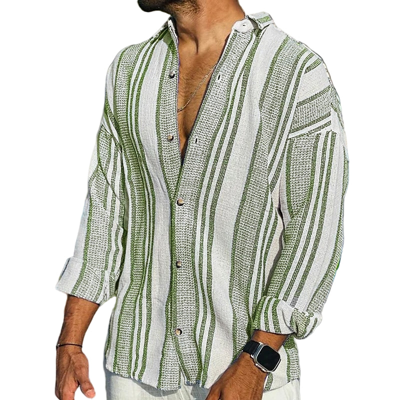 MAISON VALÉRIE | Chemise en lin rayée pour hommes