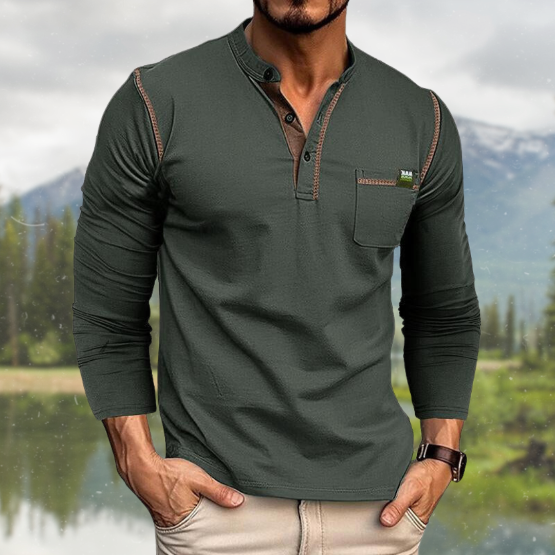 MAISON VALÉRIE | Chemise à manches longues avec poche pour hommes