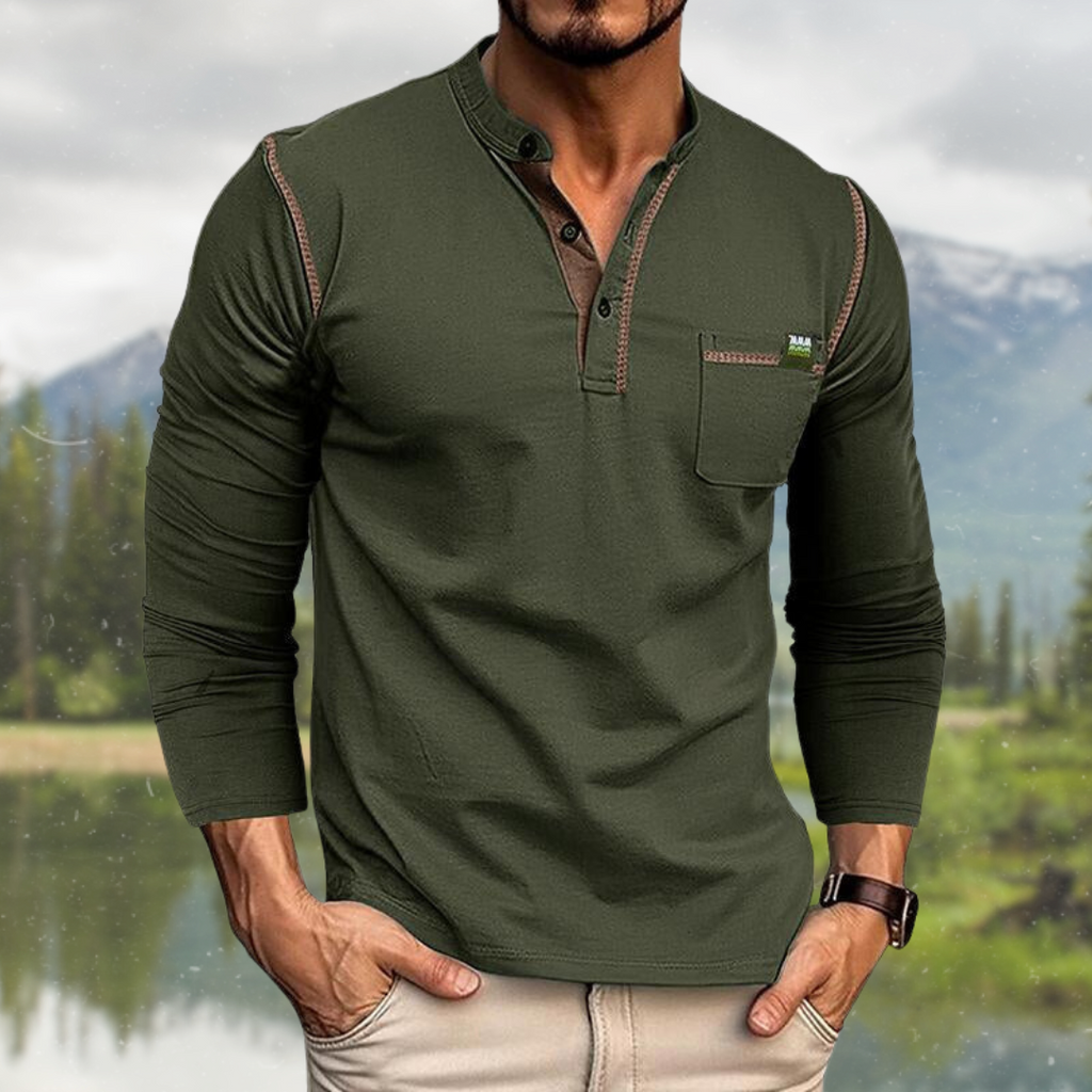 MAISON VALÉRIE | Chemise à manches longues avec poche pour hommes