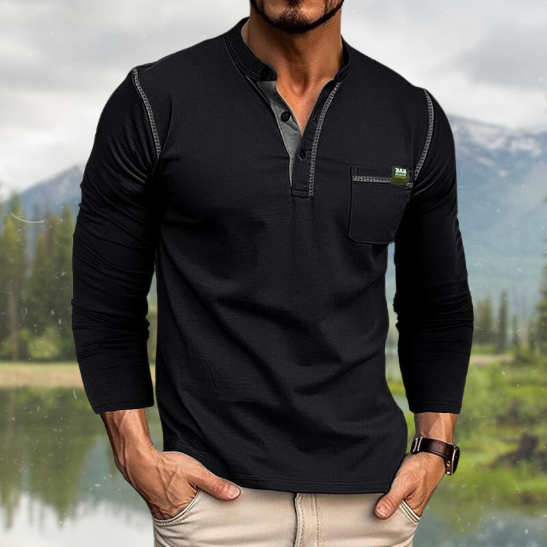 MAISON VALÉRIE | Chemise à manches longues avec poche pour hommes
