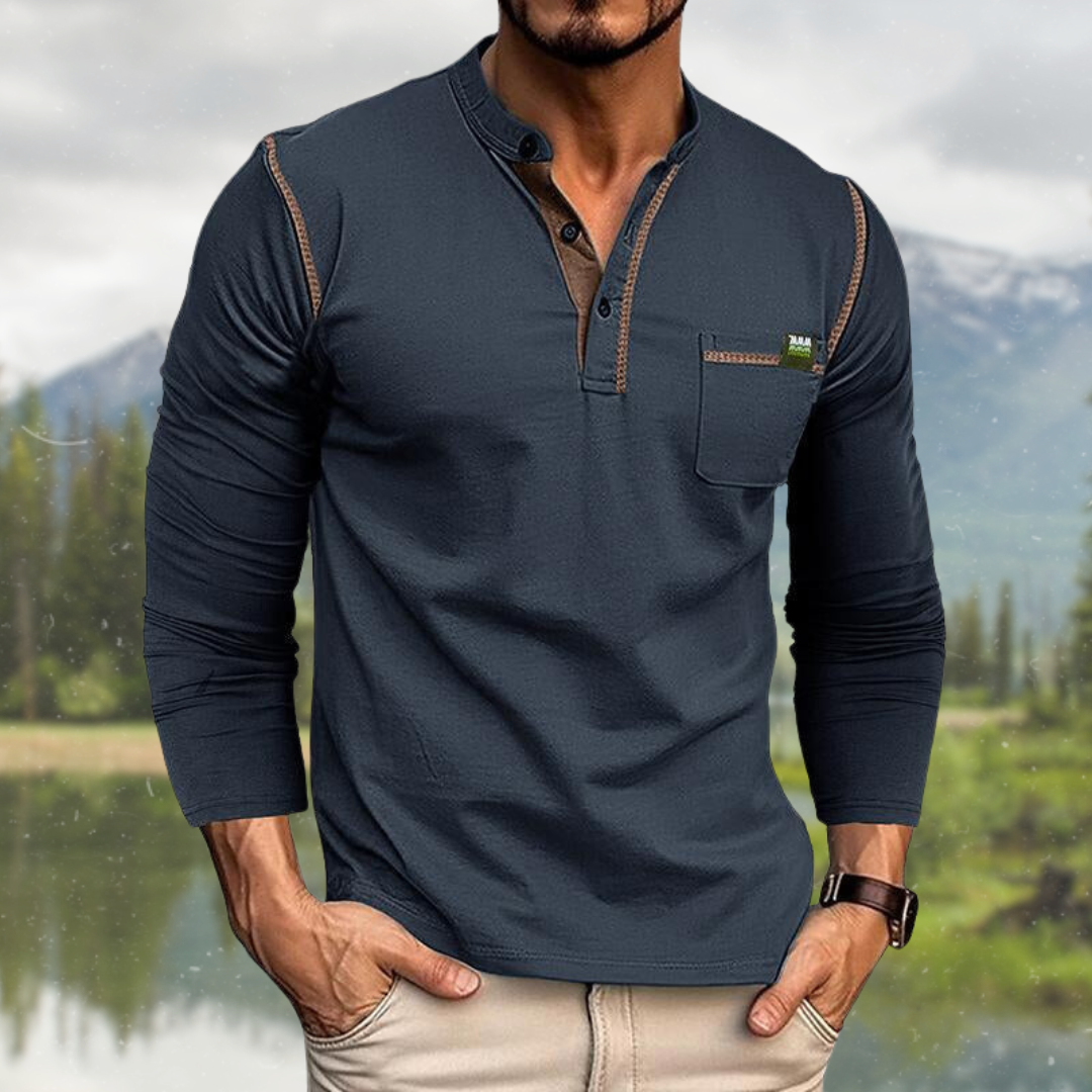 MAISON VALÉRIE | Chemise à manches longues avec poche pour hommes