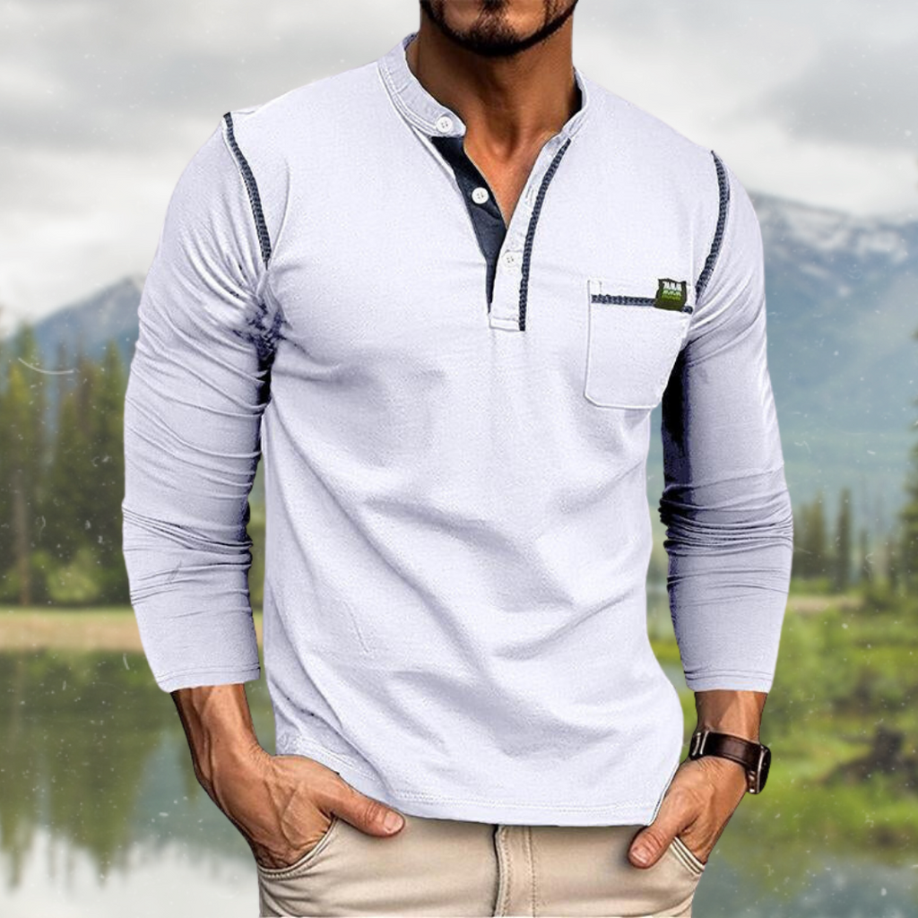 MAISON VALÉRIE | Chemise à manches longues avec poche pour hommes