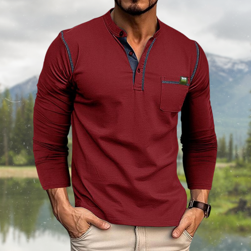 MAISON VALÉRIE | Chemise à manches longues avec poche pour hommes