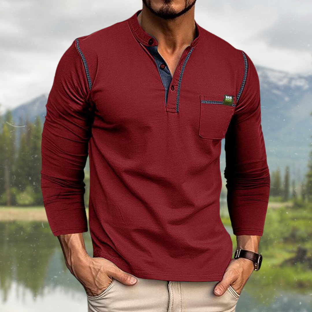 MAISON VALÉRIE | Chemise à manches longues avec poche pour hommes