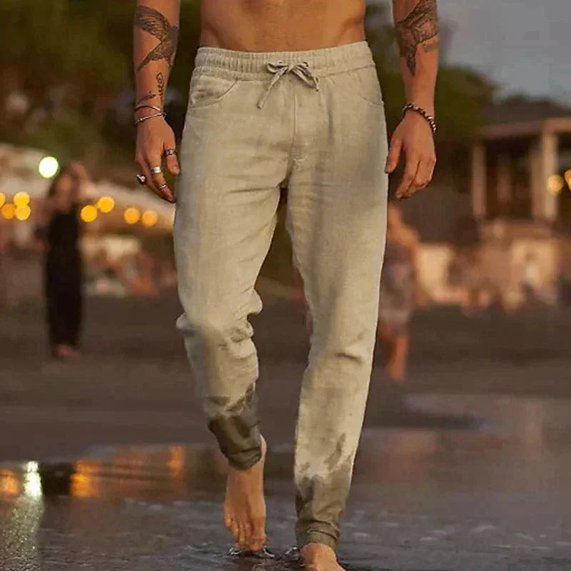 MAISON VALÉRIE | Pantalon de plage classique en lin pour hommes