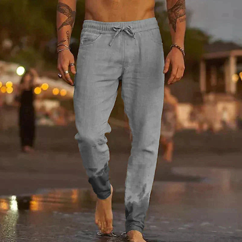 MAISON VALÉRIE | Pantalon de plage classique en lin pour hommes